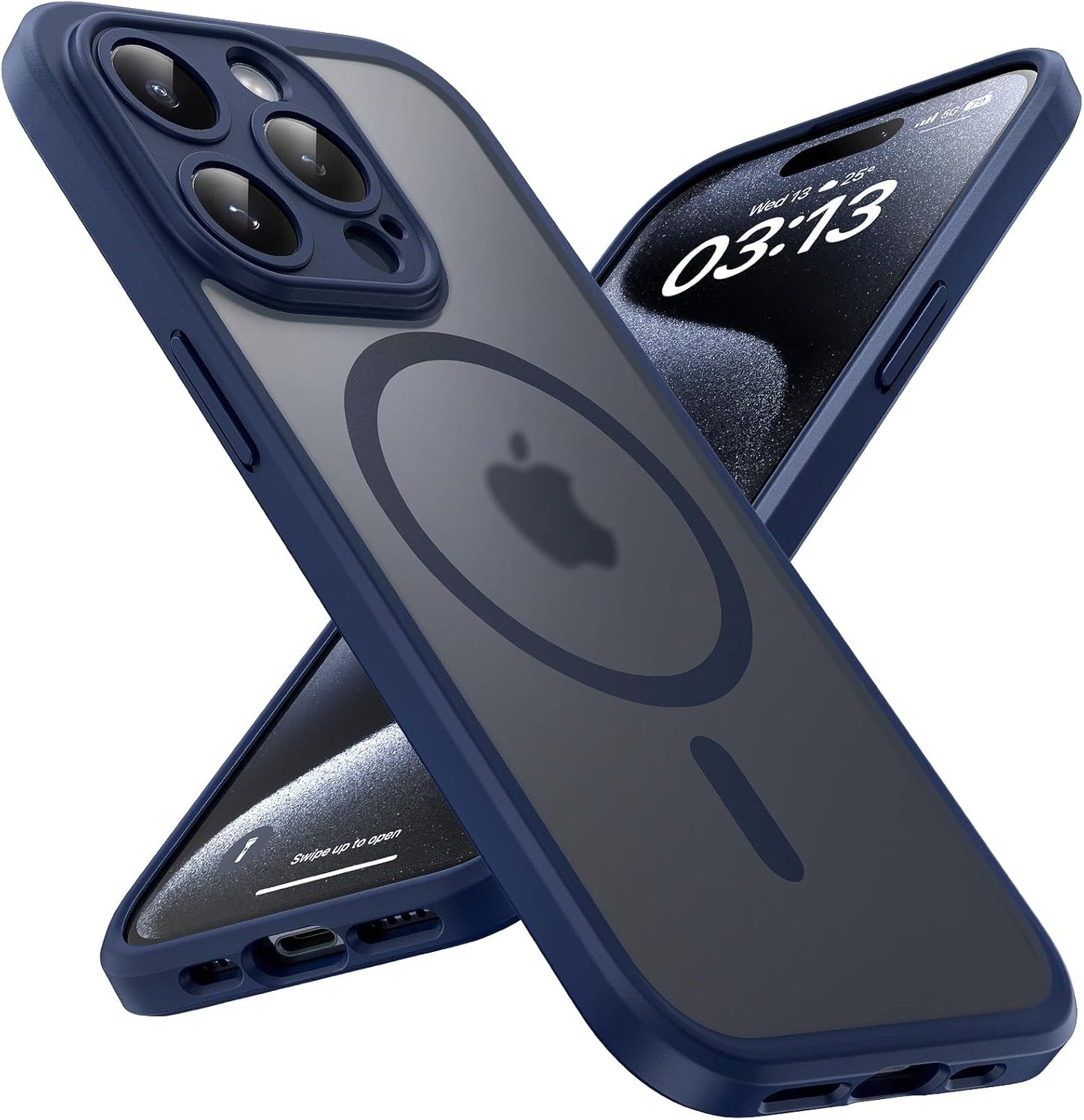 TOCOL Magnetic for iPhone 15 Case 6.1-Inch, Fit for MagSafe, Upgraded Full Camera Protection, 14FT Military Grade Shockproof Thin Slim Frosted Translucent Matte Back Phone Cover (Titan Gray)