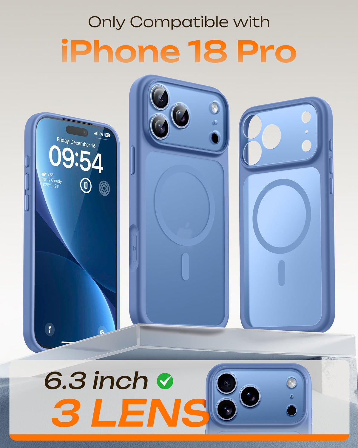 TOCOL for iPhone 18 Pro Case Light Blue, Compatible with MagSafe