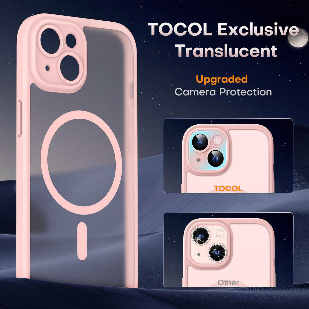 TOCOL for iPhone 13 Case, Compatible with MagSafe, Light Pink