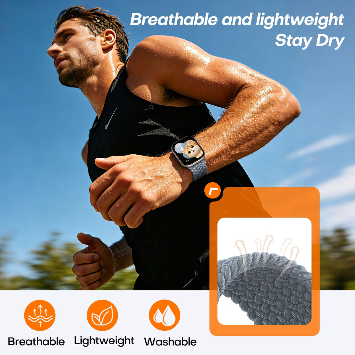 TOCOL Compatible with Apple Watch Bands for Women Men Braided Stretchy Band