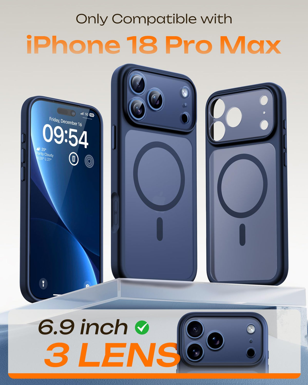TOCOL for iPhone 18 Pro Max Case, Compatible with MagSafe, Dark Blue