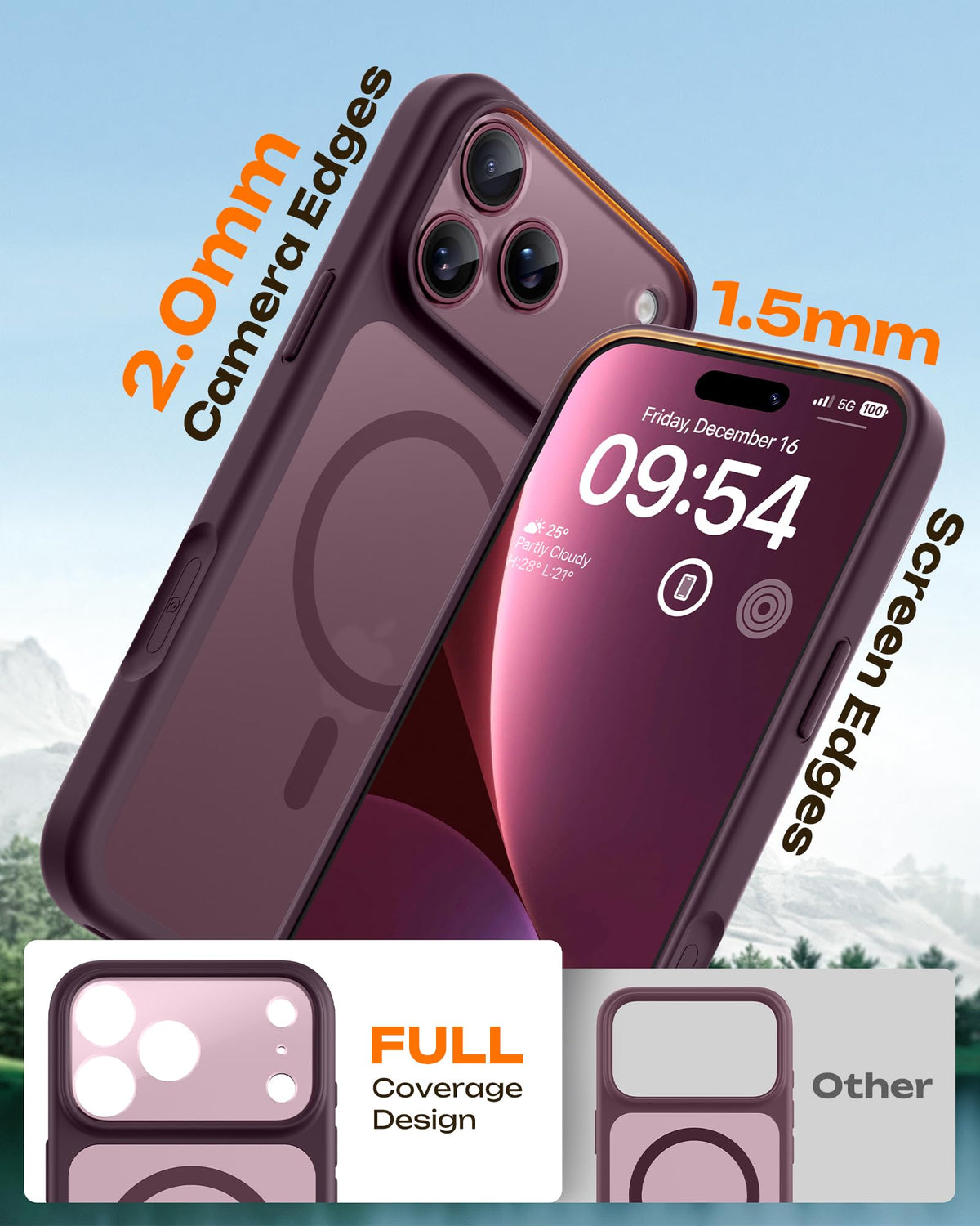 TOCOL for iPhone 18 Pro Max Case Burgundy, Compatible with MagSafe