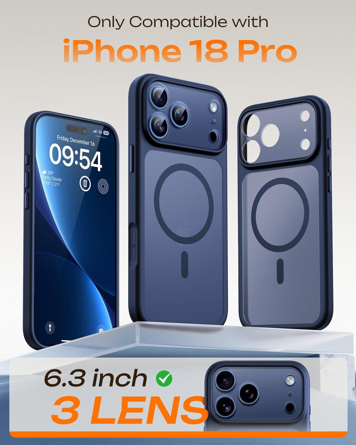 TOCOL for iPhone 18 Pro Case, Compatible with MagSafe, Dark Blue