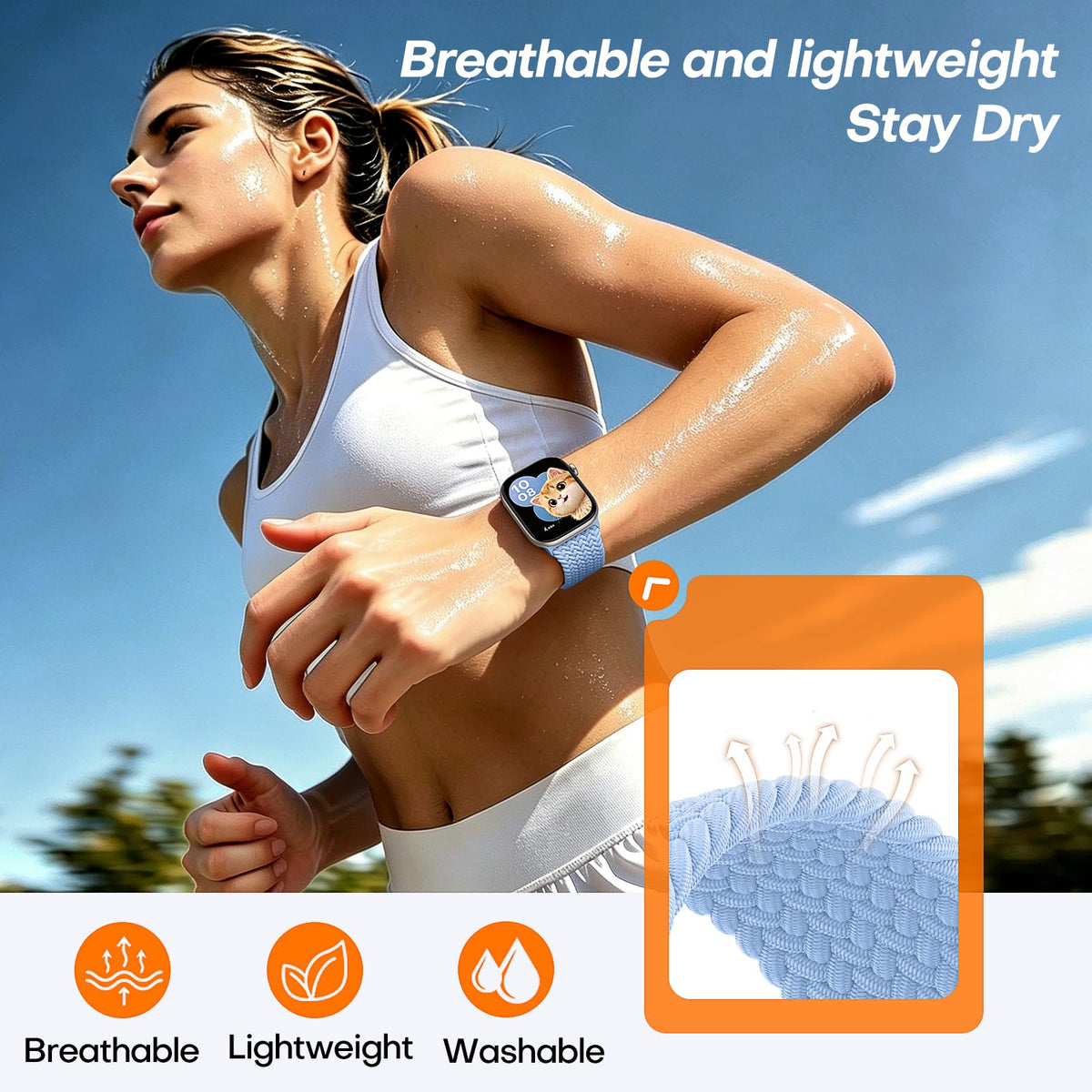 TOCOL Compatible with Apple Watch Bands for Women Men Braided Stretchy Band