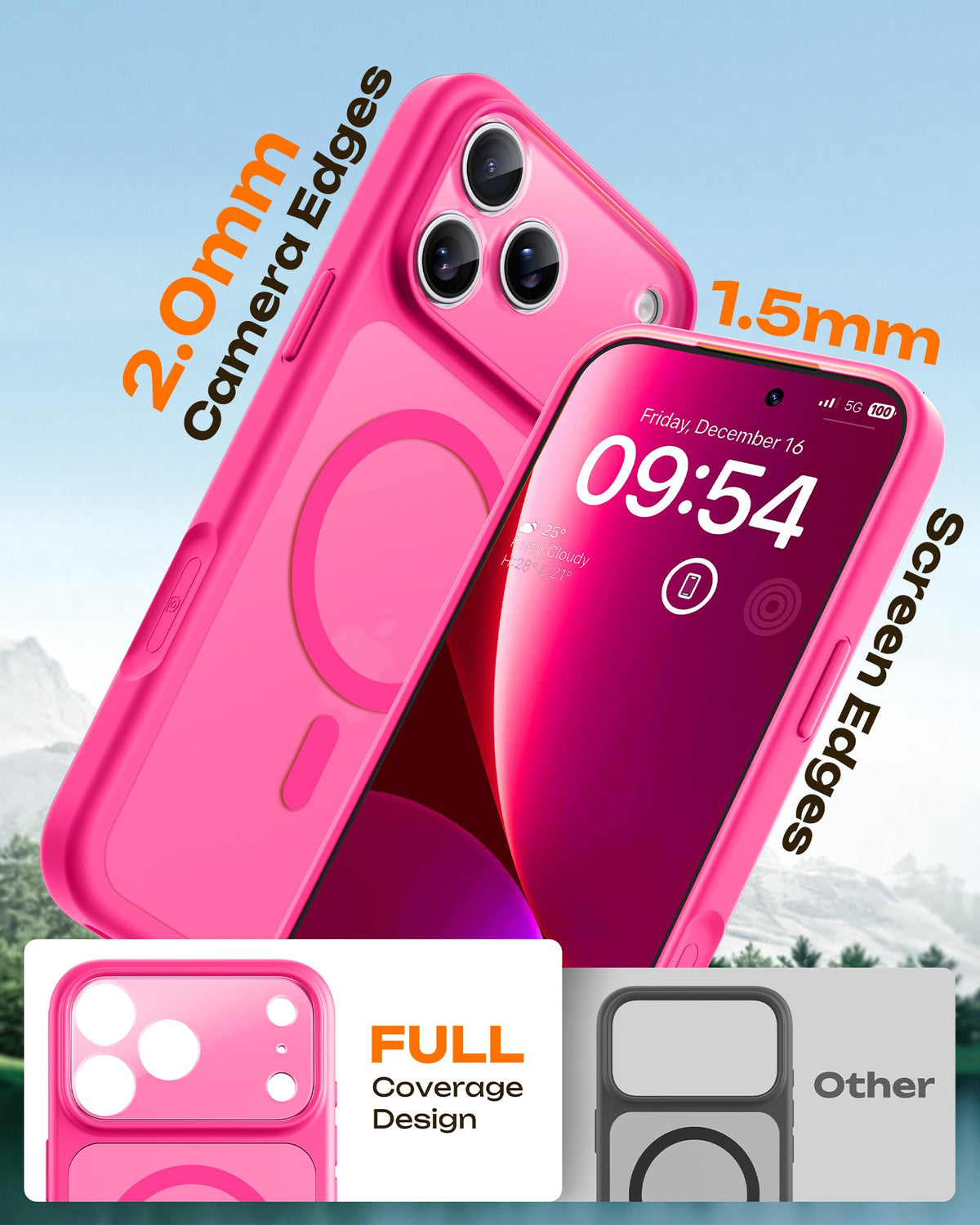TOCOL for iPhone 18 Pro Case, Compatible with MagSafe, Hot Pink