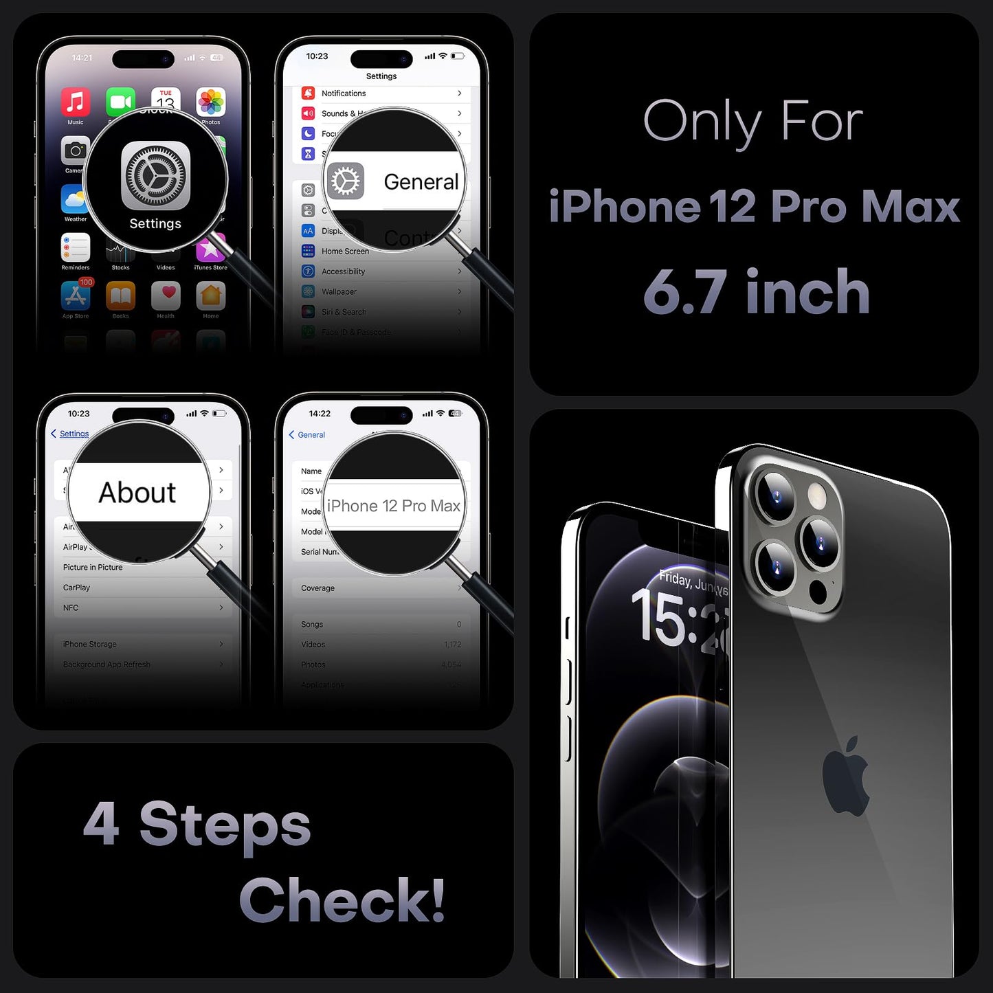 TOCOL for iPhone 12 Pro Max Case, Compatible with MagSafe, Black