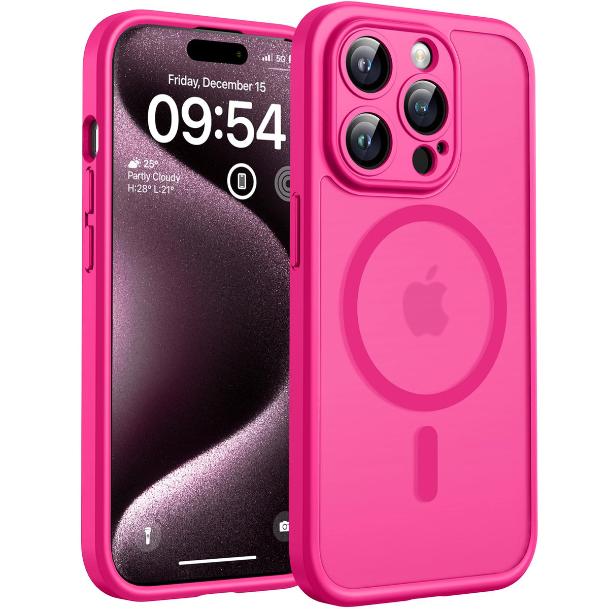 TOCOL for iPhone 15 Pro Max Case, Compatible with MagSafe, Hot Pink
