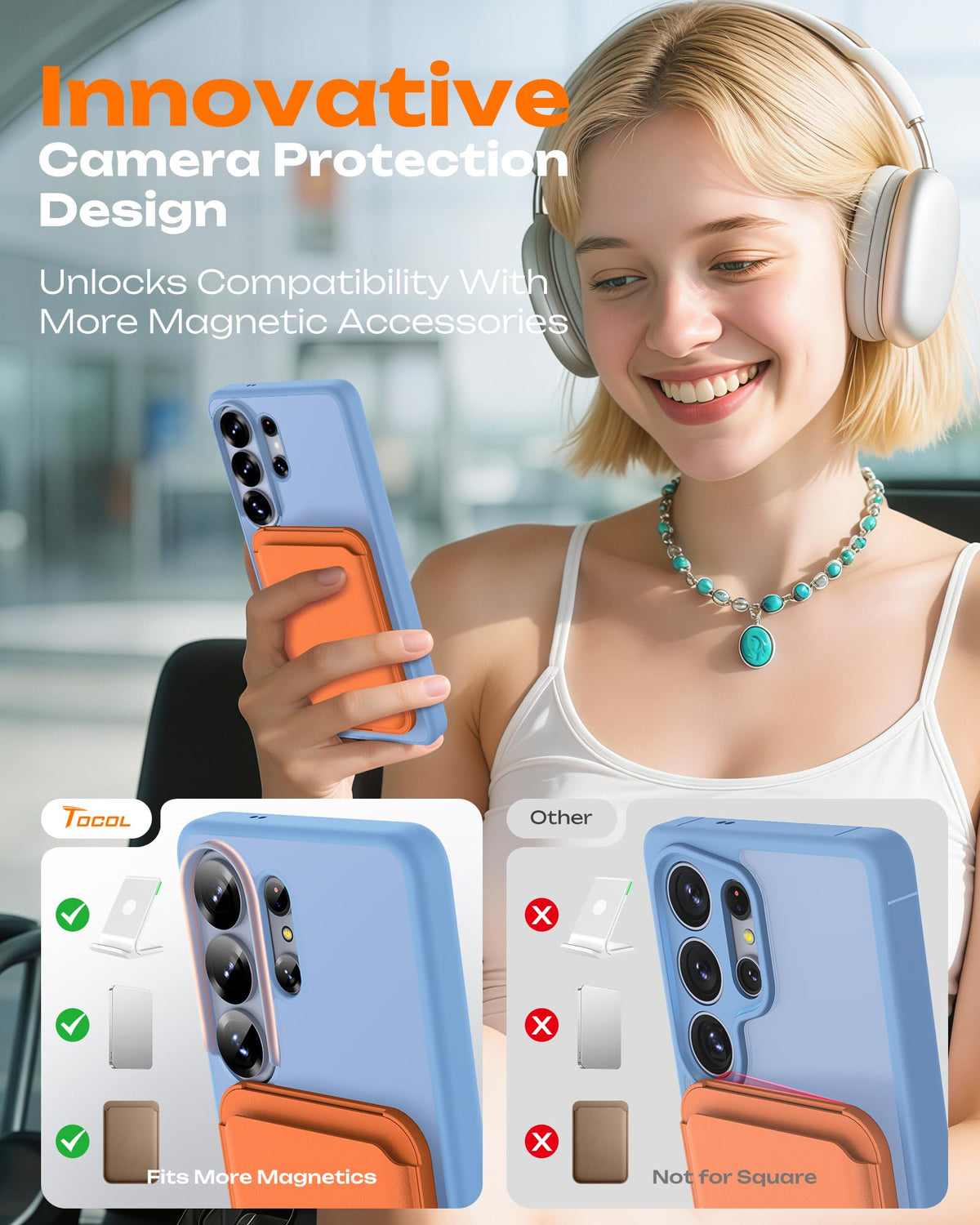 TOCOL for Samsung Galaxy S26 Ultra Case, Compatible with MagSafe, Light Blue