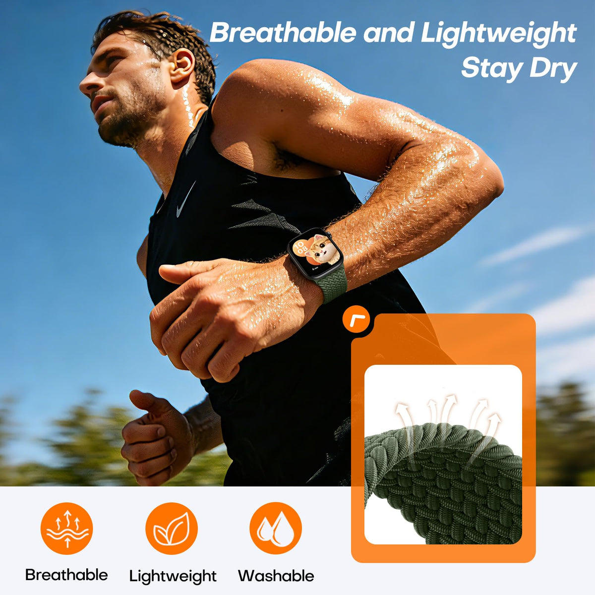 TOCOL Compatible with Apple Watch Bands for Women Men Braided Stretchy Band