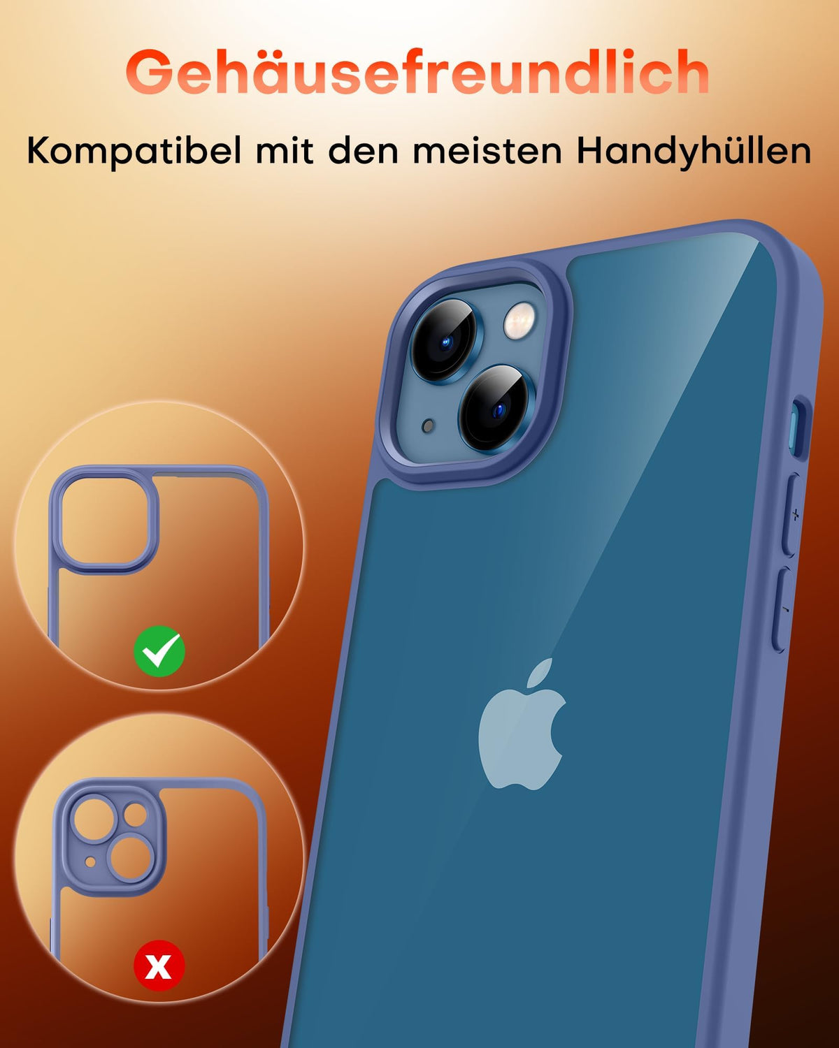 TOCOL Camera Lens Protector for iPhone 13 / iPhone 13 Mini Tempered Glass HD Individual Scratch Resistant Camera Cover Accessories Case Friendly 2 Pack（Dark Blue）