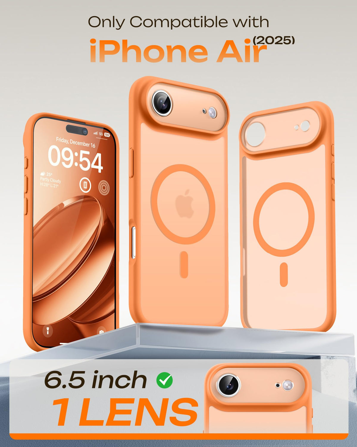 TOCOL for iPhone Air Case, Compatible with MagSafe, Orange