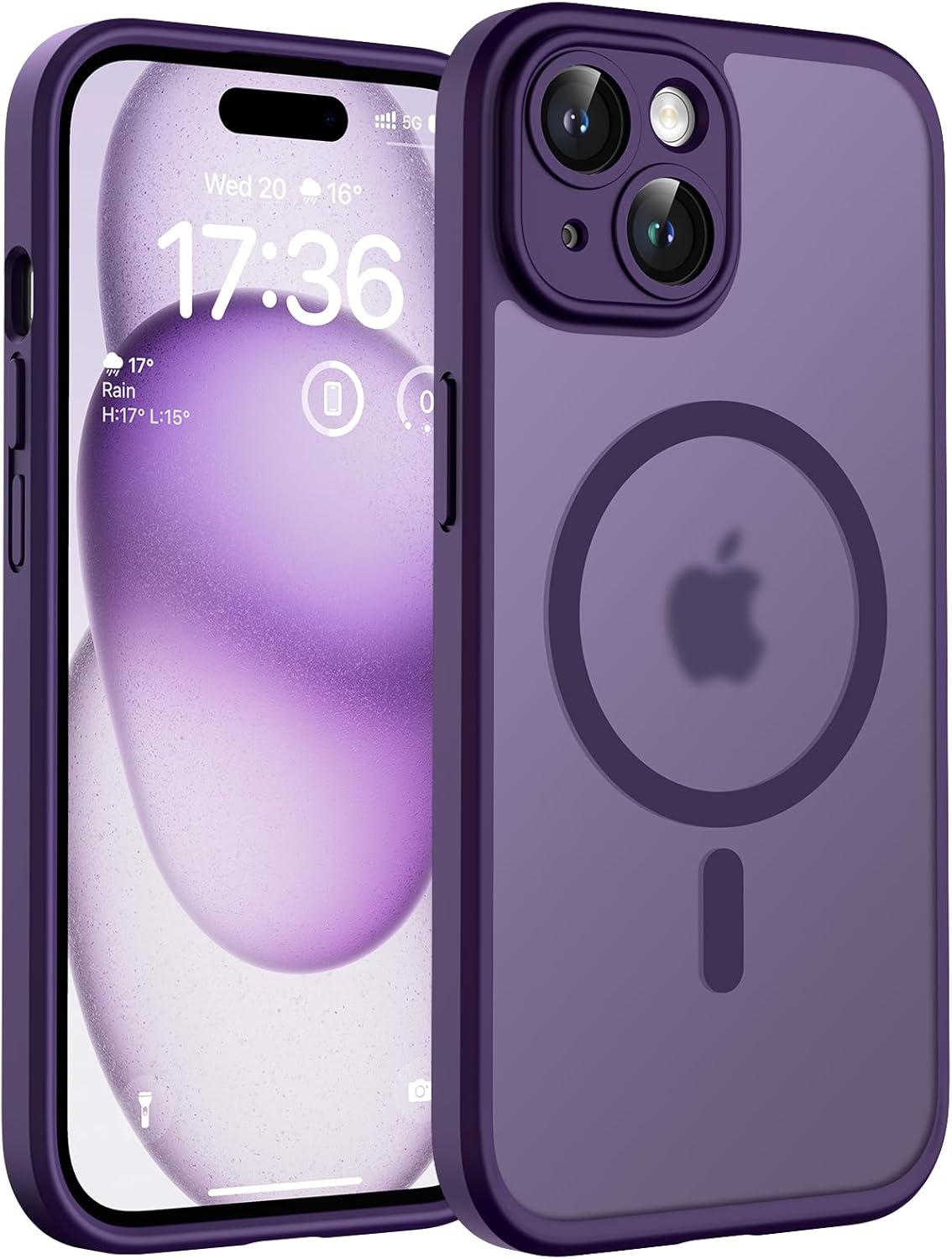 TOCOL Magnetic for iPhone 15 Case 6.1-Inch, Fit for MagSafe, Upgraded Full Camera Protection, 14FT Military Grade Shockproof Thin Slim Frosted Translucent Matte Back Phone Cover (Titan Gray)