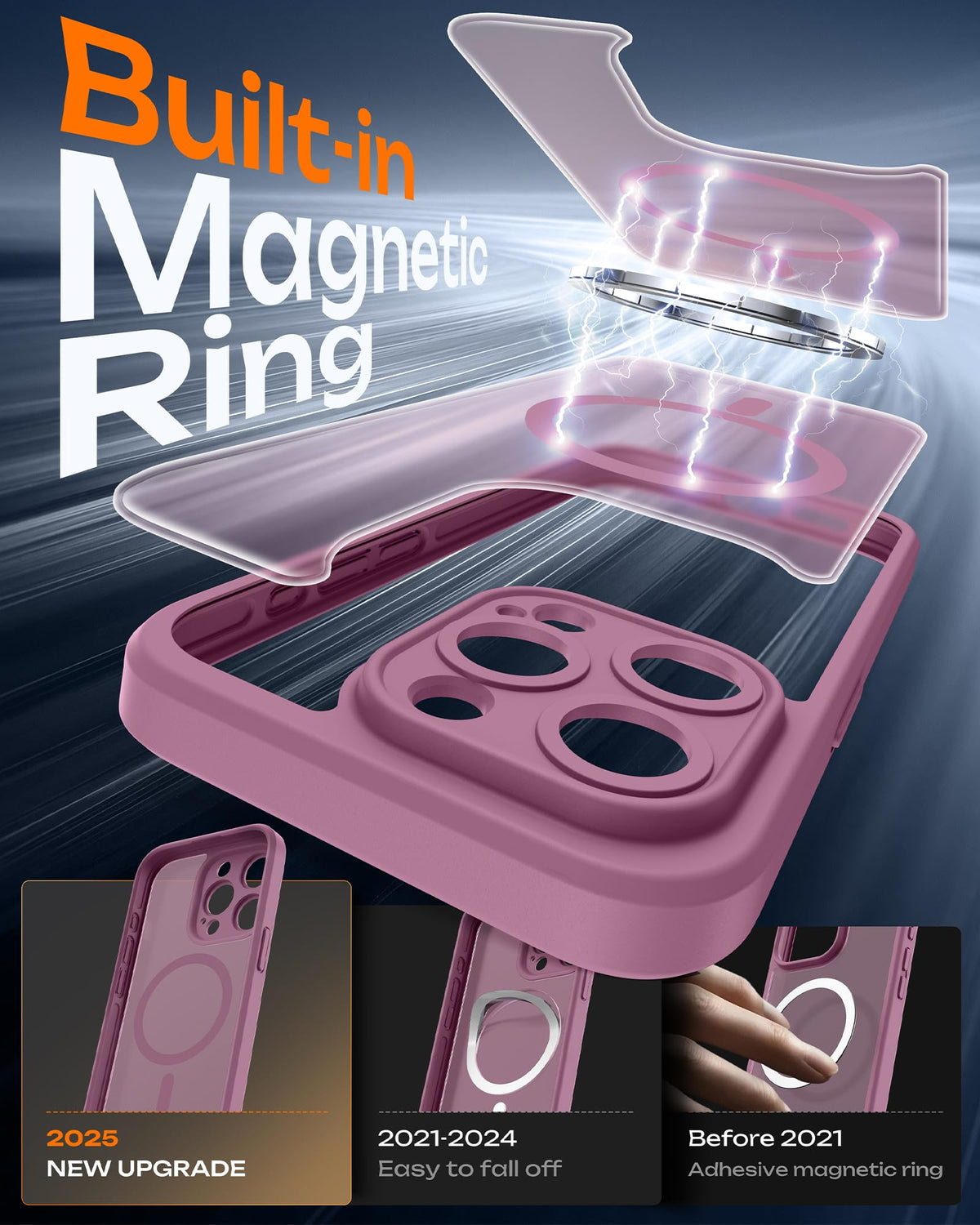 TOCOL for iPhone 15 Pro Case, Compatible with MagSafe, Lilac Purple