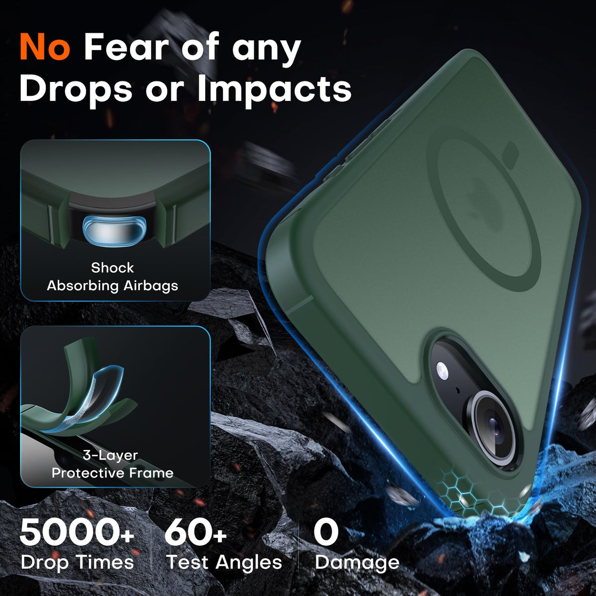 TOCOL for iPhone 17e Case, Compatible with MagSafe, Alpine Green