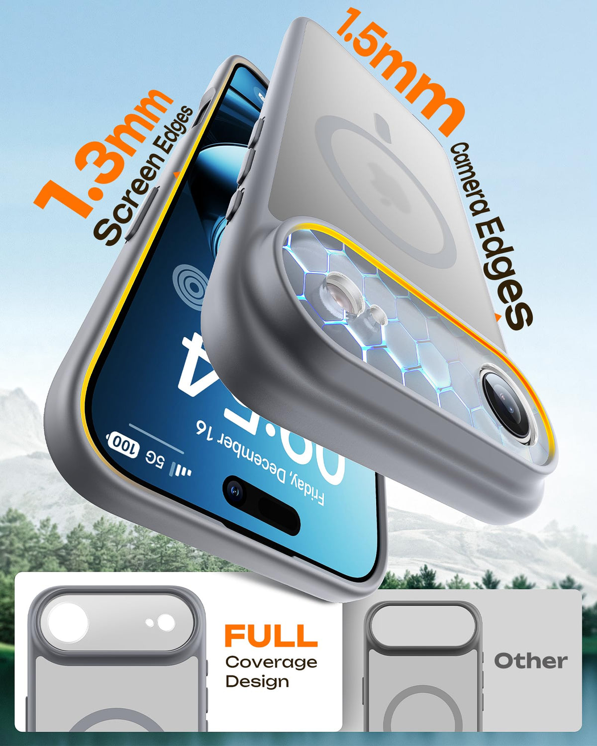 TOCOL for iPhone Air Case, Compatible with MagSafe, Gray