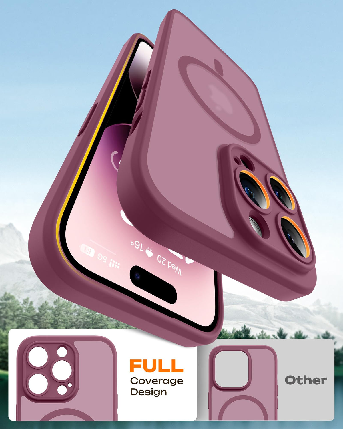 TOCOL for iPhone 14 Pro Case, Compatible with MagSafe, Plum