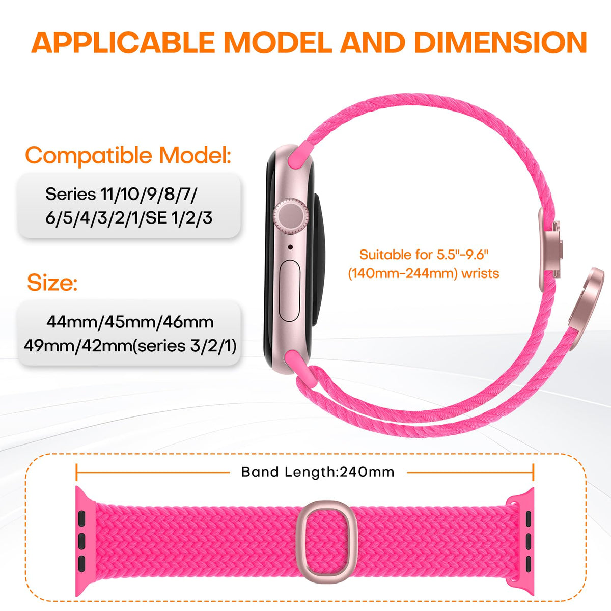 TOCOL Compatible with Apple Watch Bands for Women Men Braided Stretchy Band