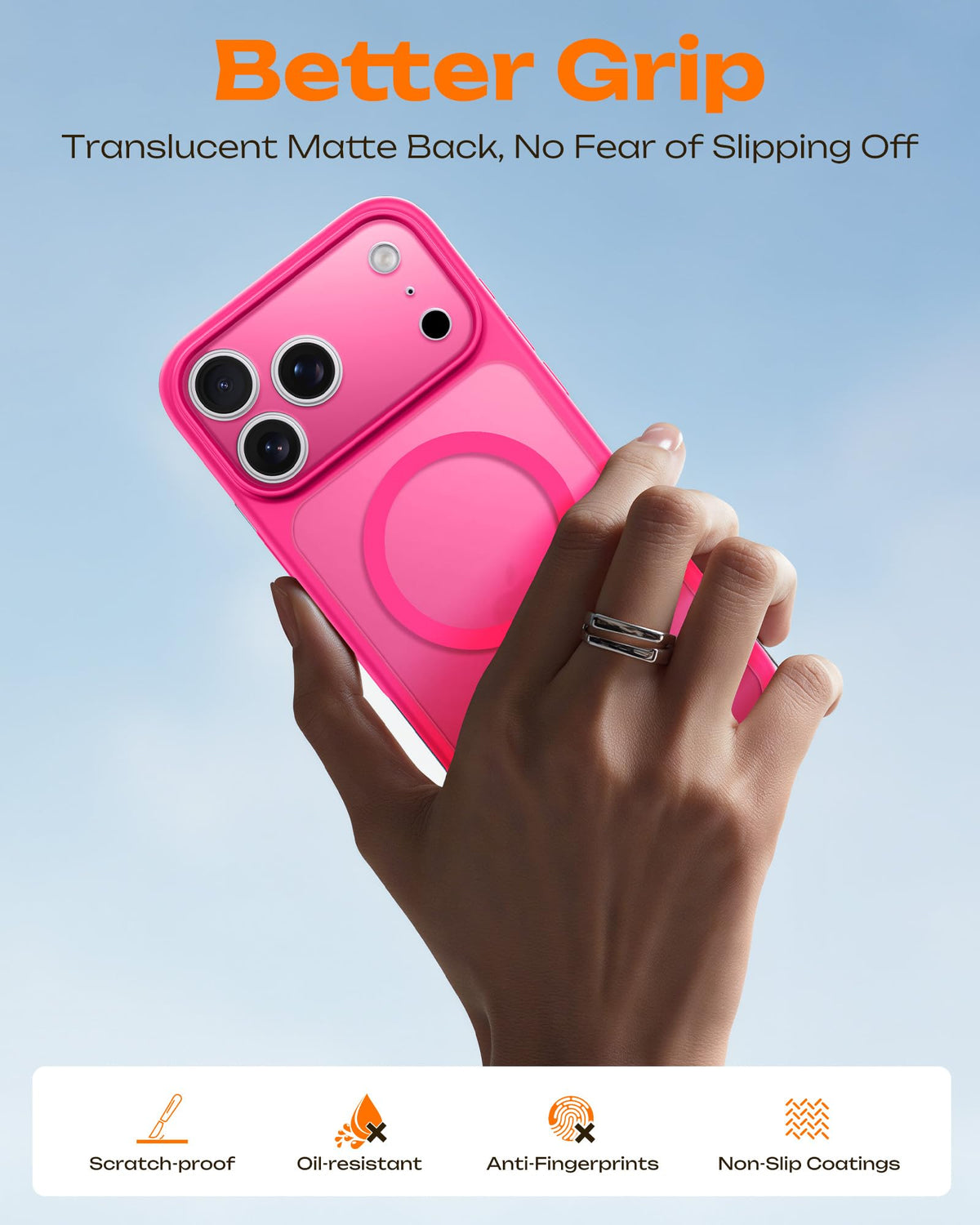 TOCOL for iPhone 18 Pro Case, Compatible with MagSafe, Hot Pink