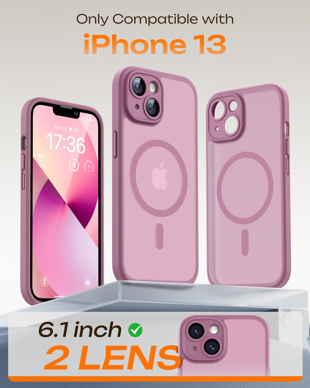 TOCOL for iPhone 13 Case, Compatible with MagSafe, Lilac Purple