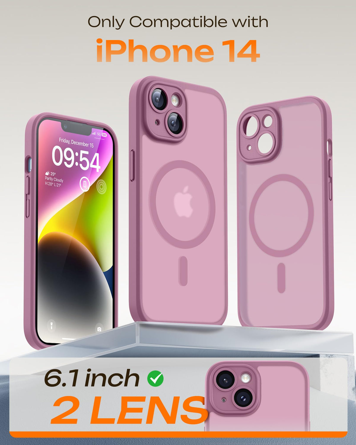 TOCOL for iPhone 14 Case, Compatible with MagSafe, Lilac Purple