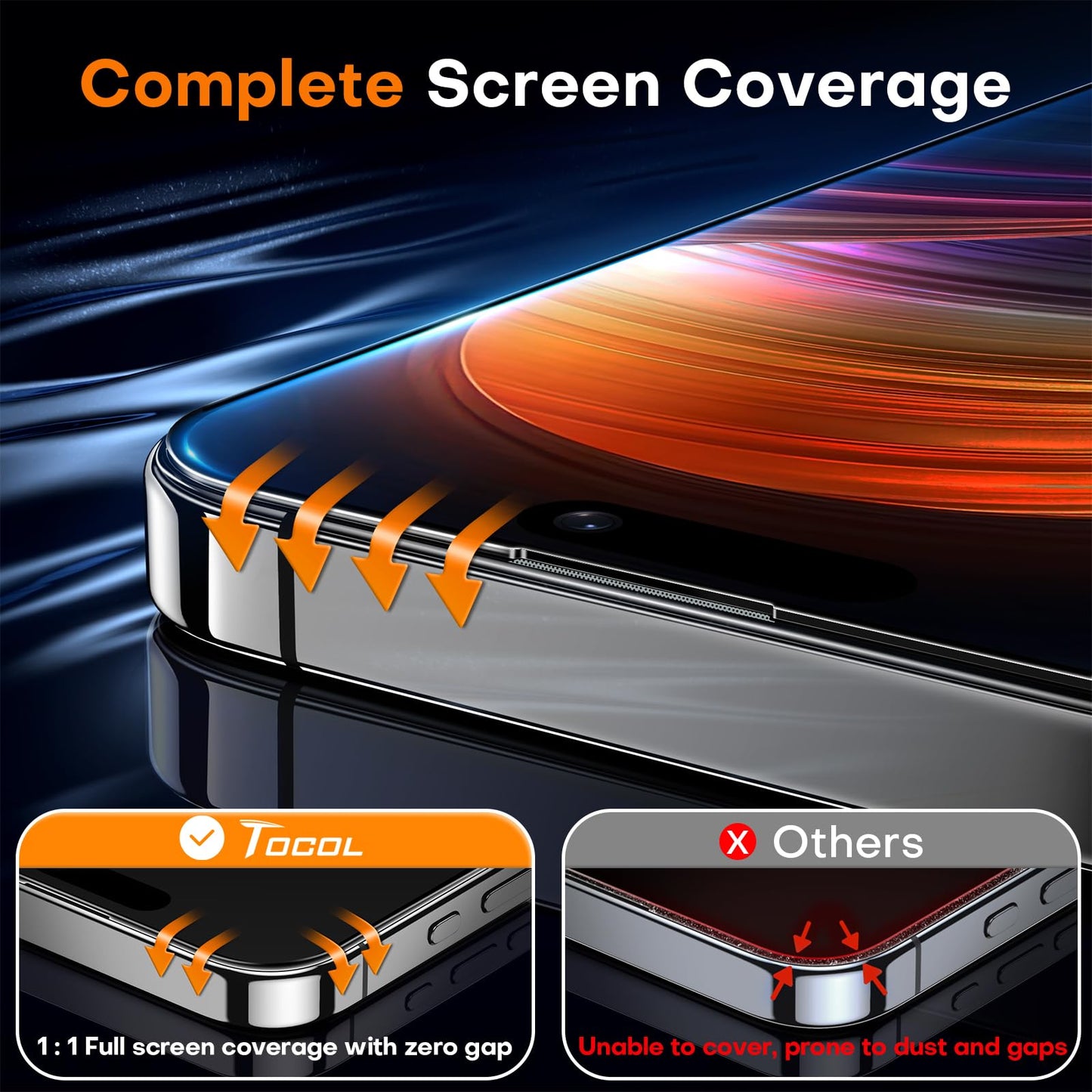 TOCOL for iPhone 16 Screen Protector, Clear