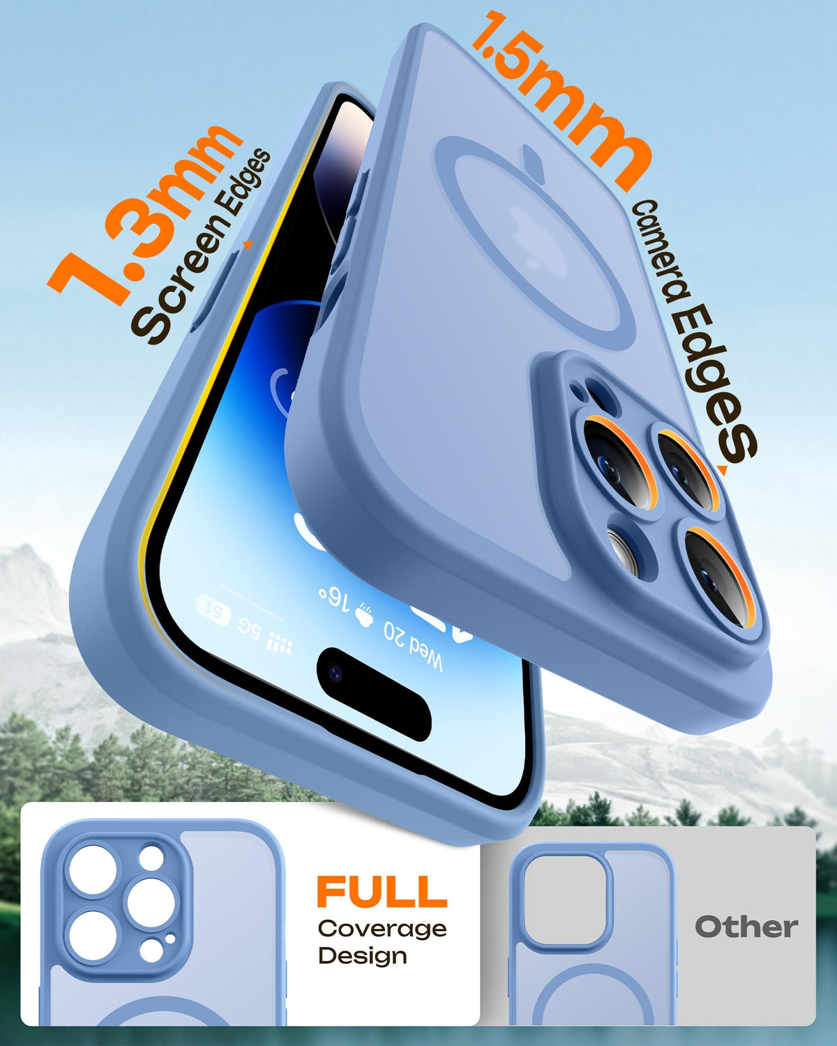 TOCOL for iPhone 14 Pro Case, Compatible with MagSafe, Light Blue