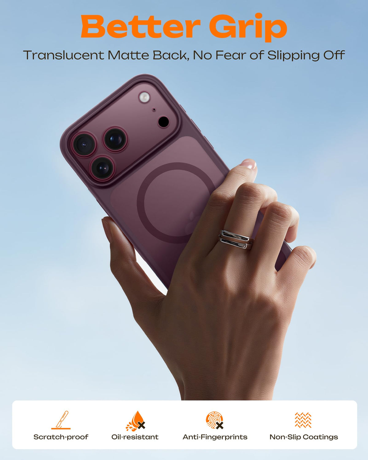 TOCOL for iPhone 18 Pro Max Case Burgundy, Compatible with MagSafe