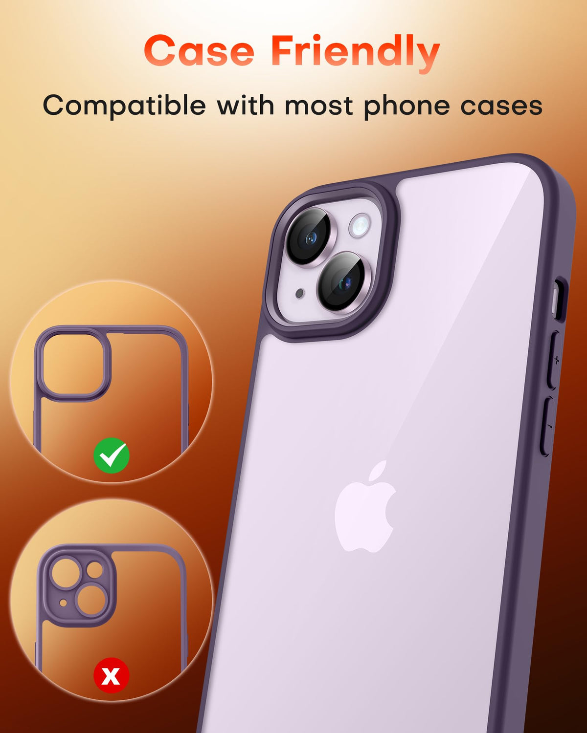 TOCOL Camera Lens Protector for iPhone 14 / iPhone 14 Plus Tempered Glass HD Individual Scratch Resistant Camera Cover Accessories Case Friendly 2 Pack（Light Purple）