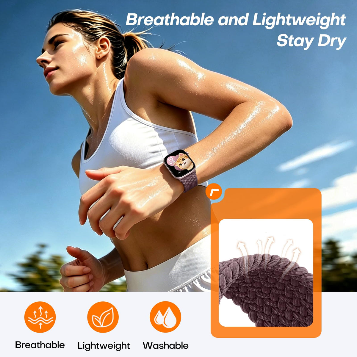 TOCOL Compatible with Apple Watch Bands for Women Men Braided Stretchy Band