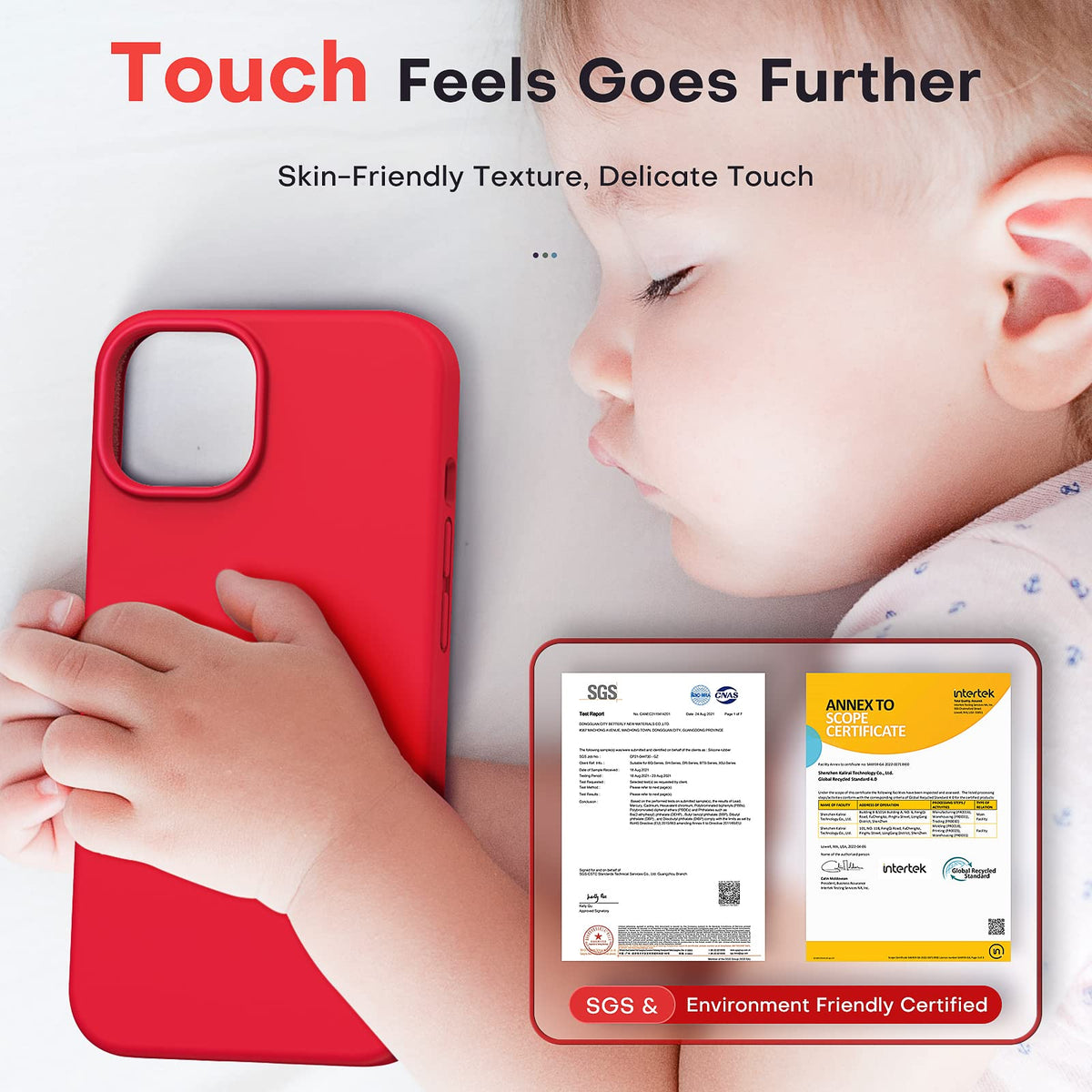 TOCOL for iPhone 14 Case, Slim Silicone Case for 14 6.1 Inch, Precise Fit, Anti-Slip, Drop Protection, Red