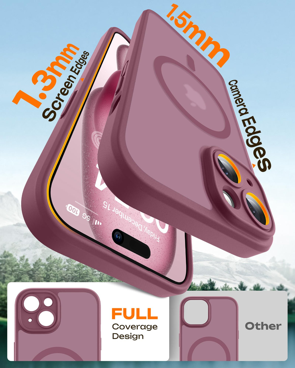 TOCOL for iPhone 15 Plus Case, Compatible with MagSafe, Plum