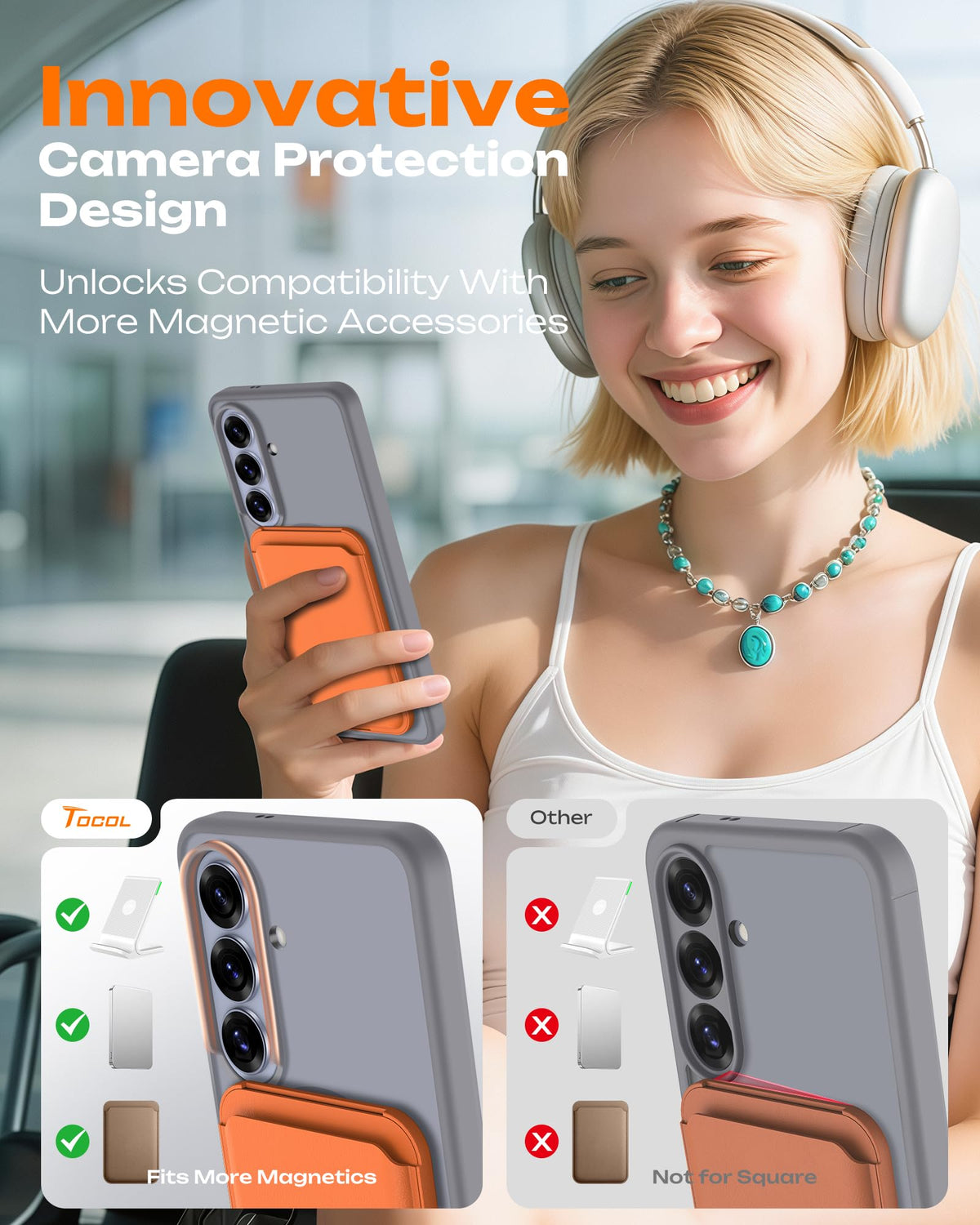 TOCOL for Samsung Galaxy S26 Case, Compatible with MagSafe, Gray