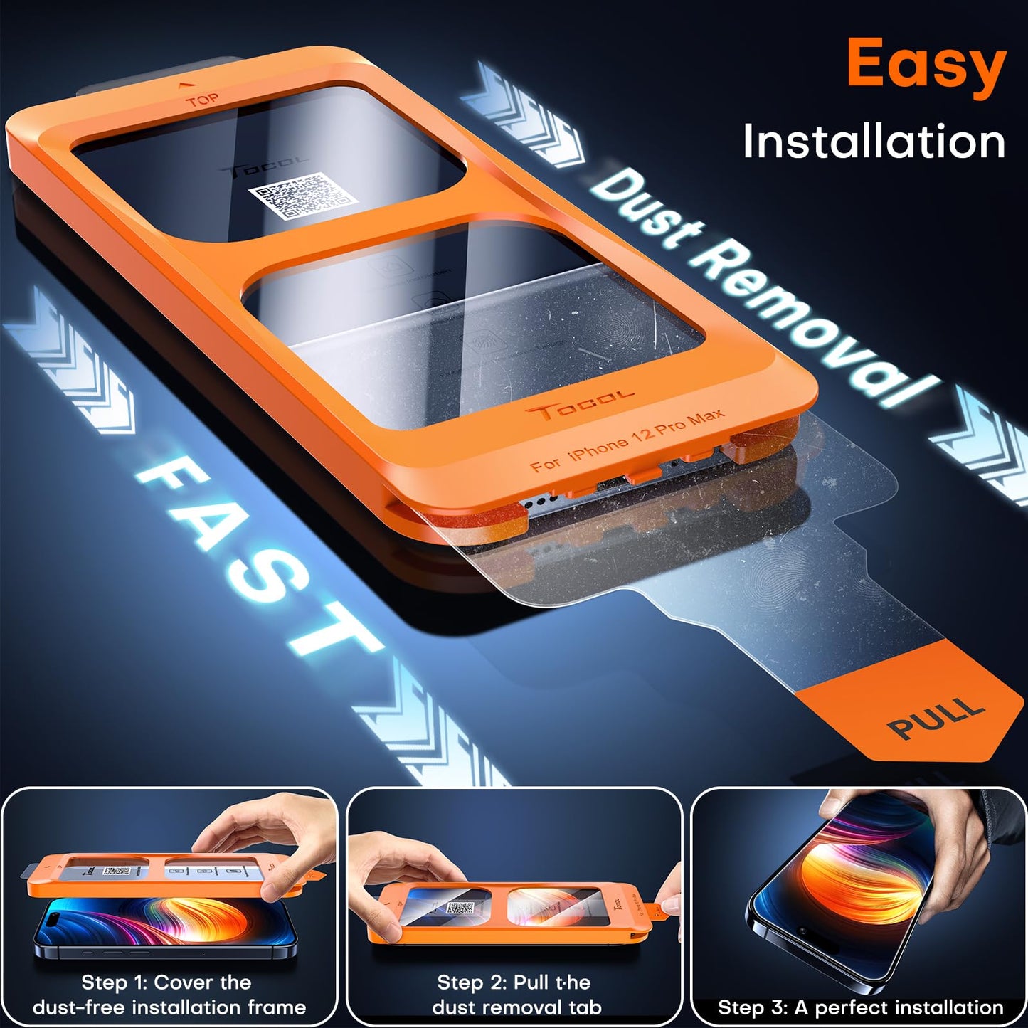 TOCOL for iPhone 12 Pro Max Screen Protector, Clear