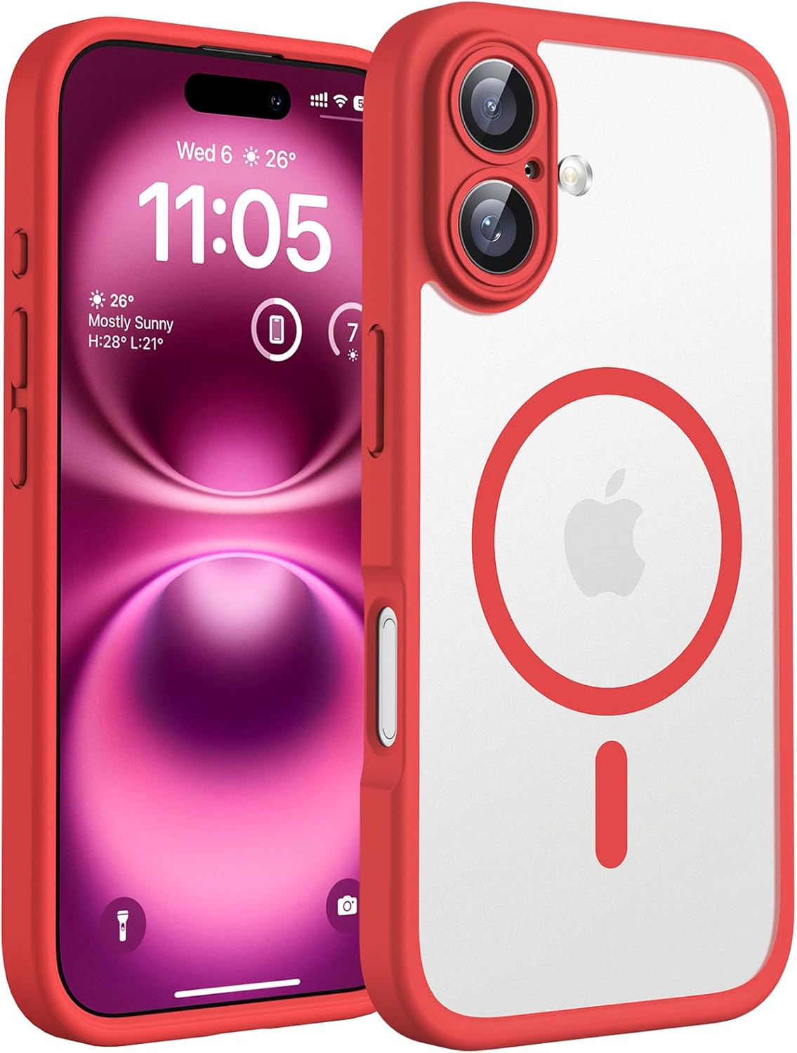 TOCOL Magnetic for iPhone 16 Case 6.1-Inch, Fit for MagSafe, Upgraded [Full Camera Protection], [14FT Military Grade Drop Tested] Shockproof Slim Translucent Matte Back Phone Cover