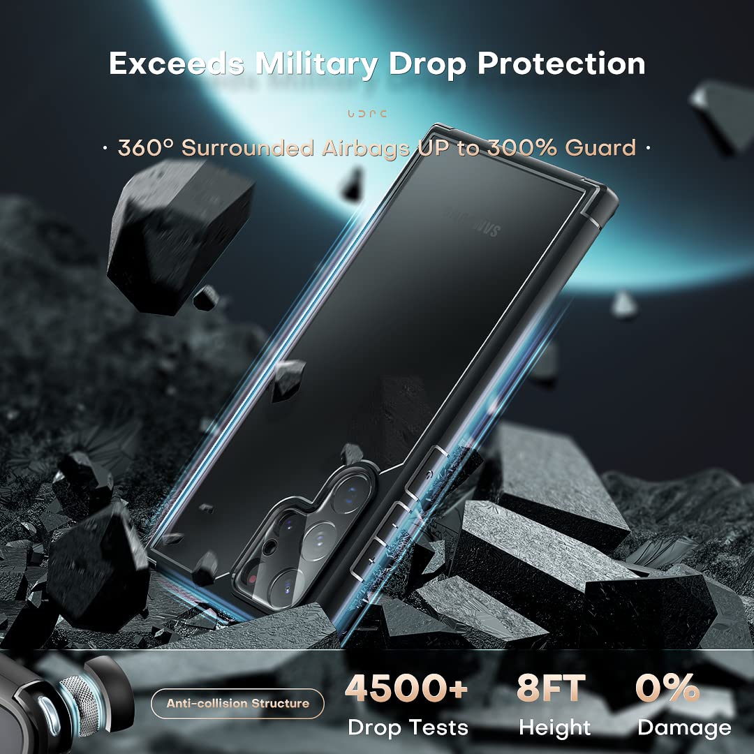 TOCOL for Samsung Galaxy S22 Ultra Case, Drop Protection Matte Case, Black