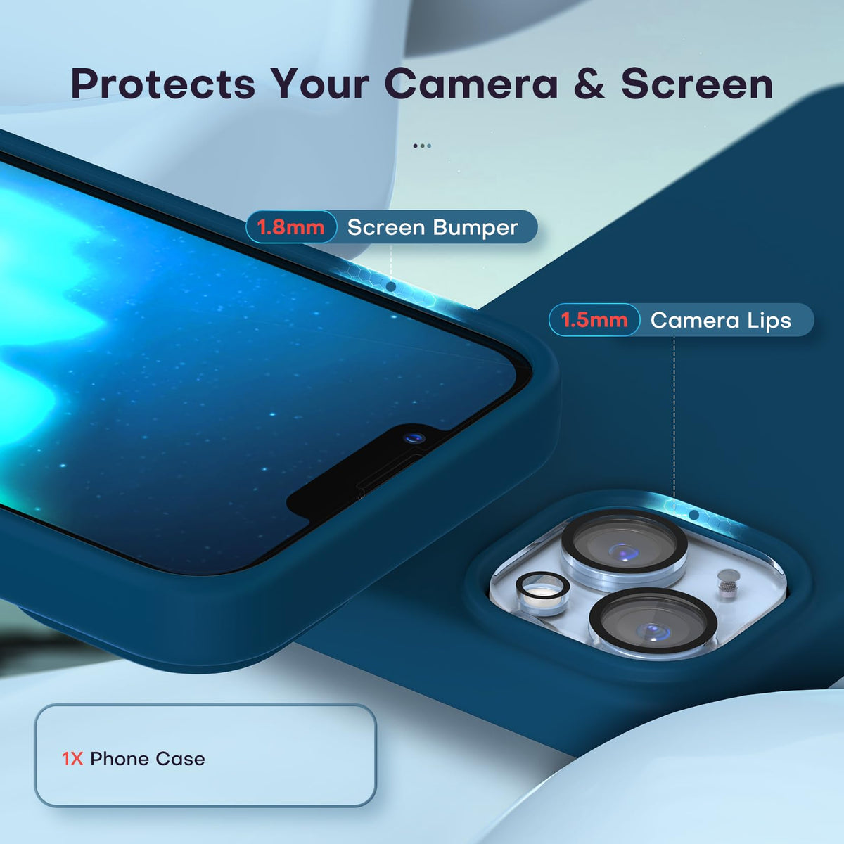 TOCOL for iPhone 14 Case, Slim Silicone Case for 14 6.1 Inch, Precise Fit, Anti-Slip, Drop Protection, Midnight Blue