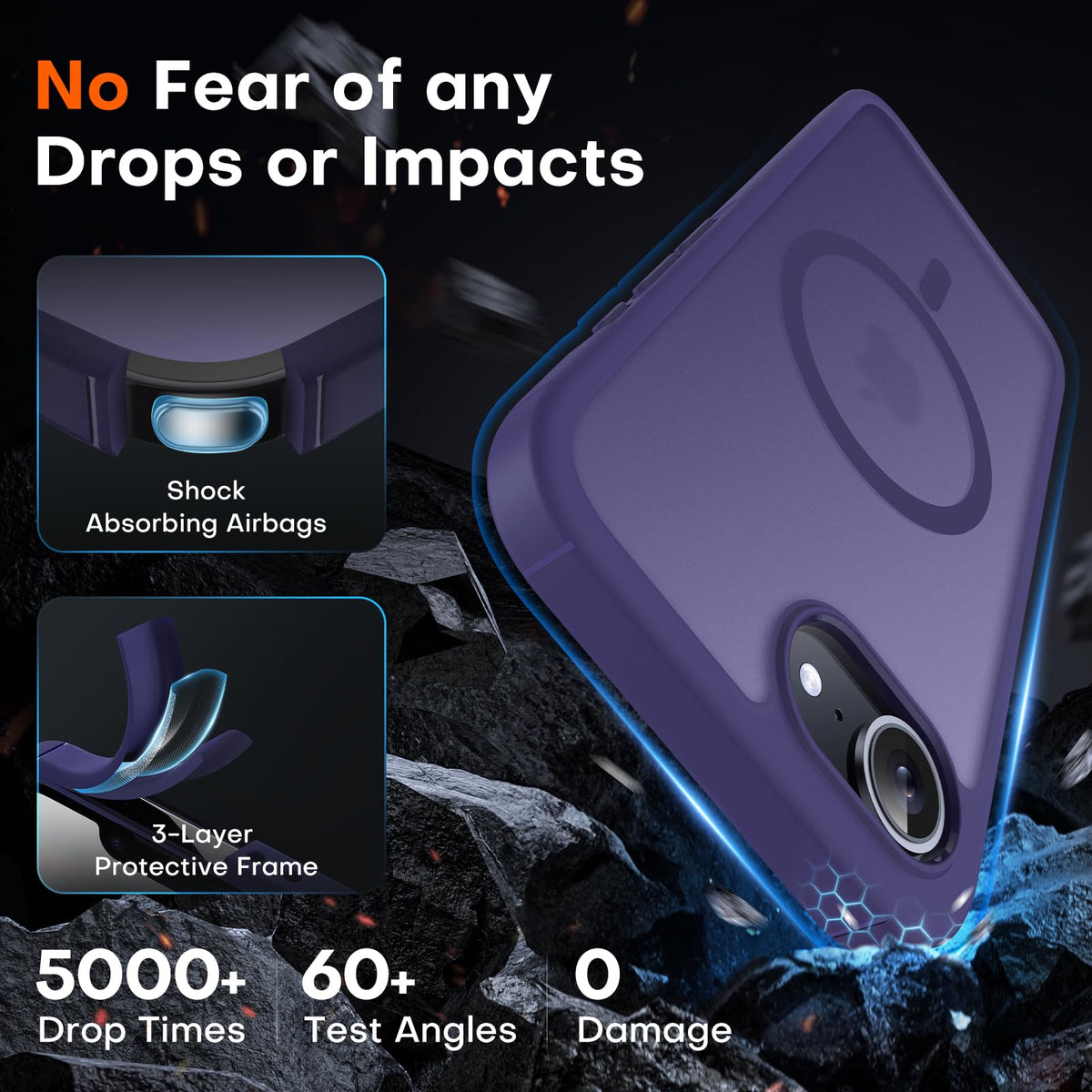 TOCOL for iPhone 17e Case, Compatible with MagSafe, Mid Purple