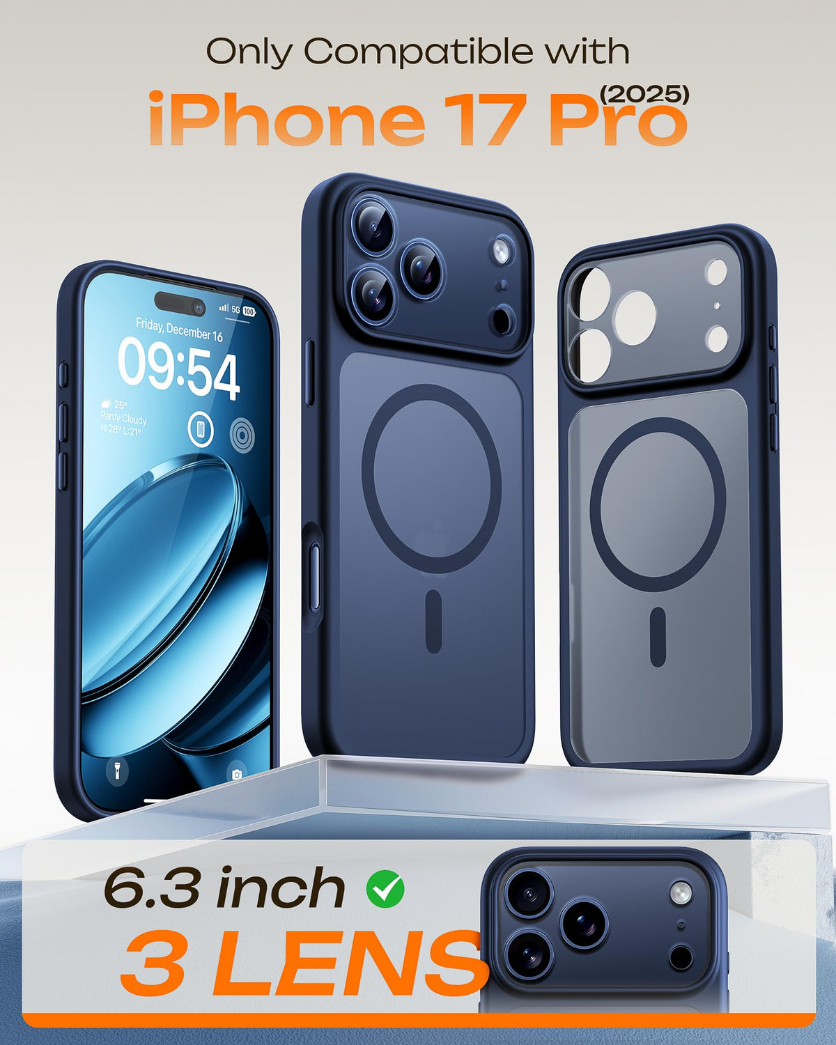 TOCOL for iPhone 17 Pro Case, Compatible with MagSafe, Dark Blue