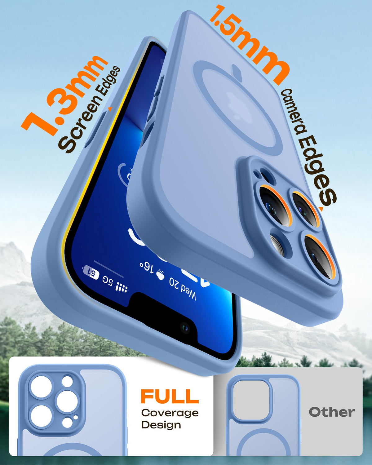 TOCOL for iPhone 13 Pro Max Case, Compatible with MagSafe, Light Blue