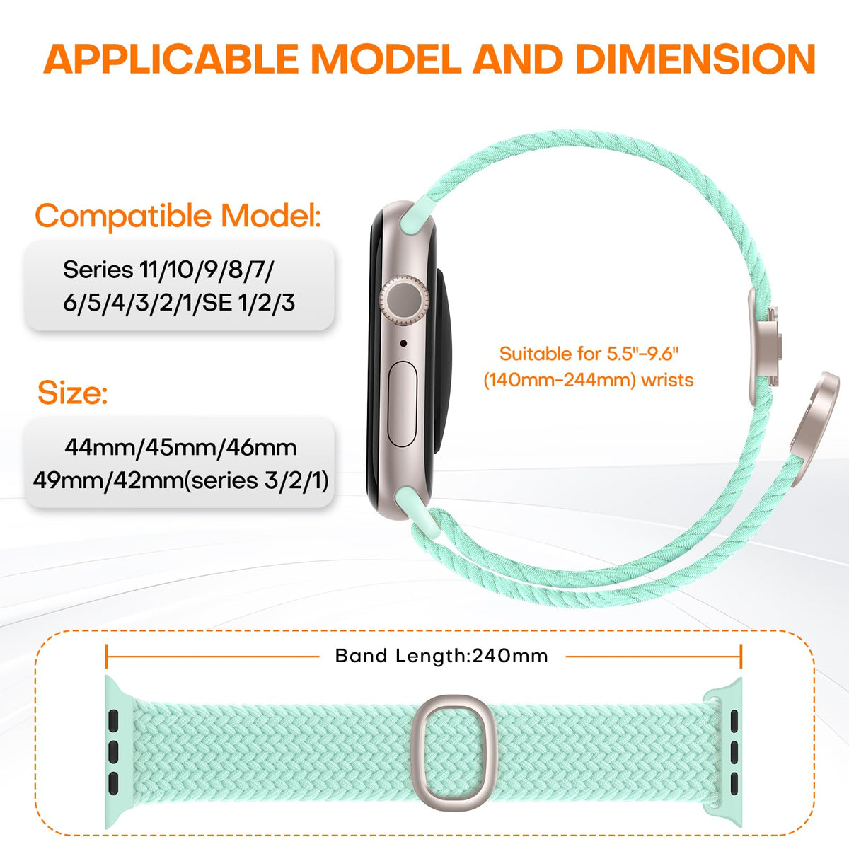 TOCOL Compatible with Apple Watch Bands for Women Men Braided Stretchy Band