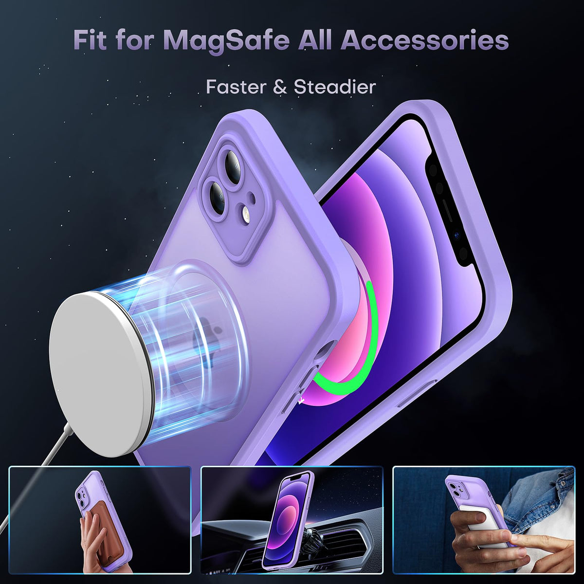 TOCOL for iPhone 12 Case, Compatible with MagSafe, Purple