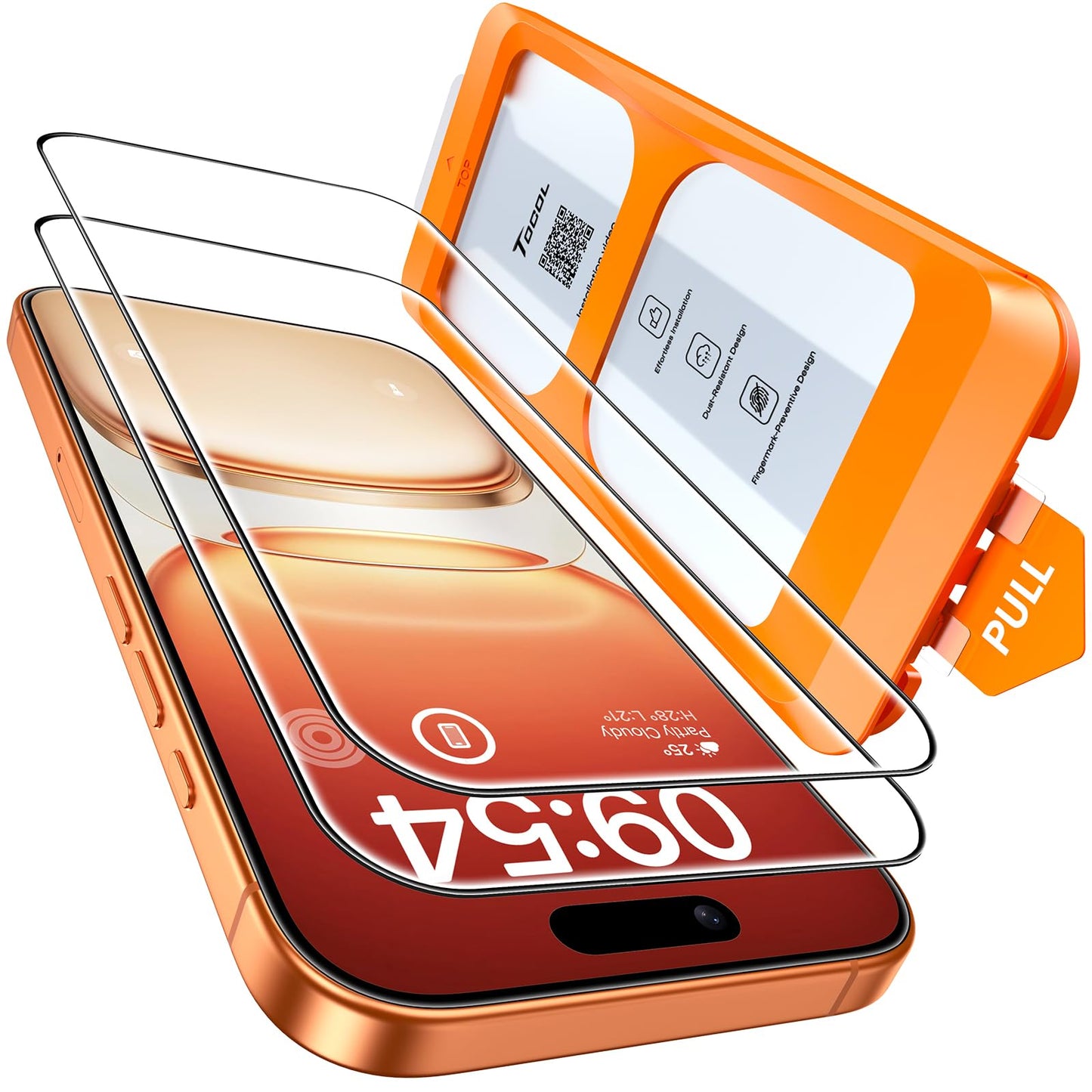 TOCOL 2 Pack Screen Protector for iPhone 17 Pro Max/iPhone 16 Pro Max 6.9-Inch, Instant Installation, Tempered Glass HD Clear, Military Grade Shatterproof, Case Friendly, Full Coverage Protection