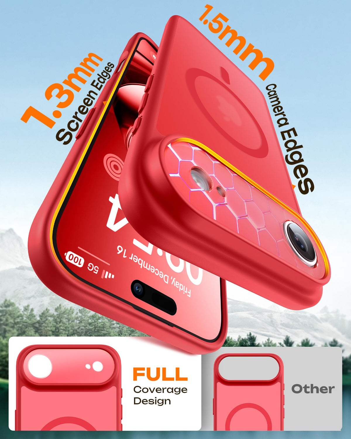 TOCOL for iPhone Air Case, Compatible with MagSafe, Red