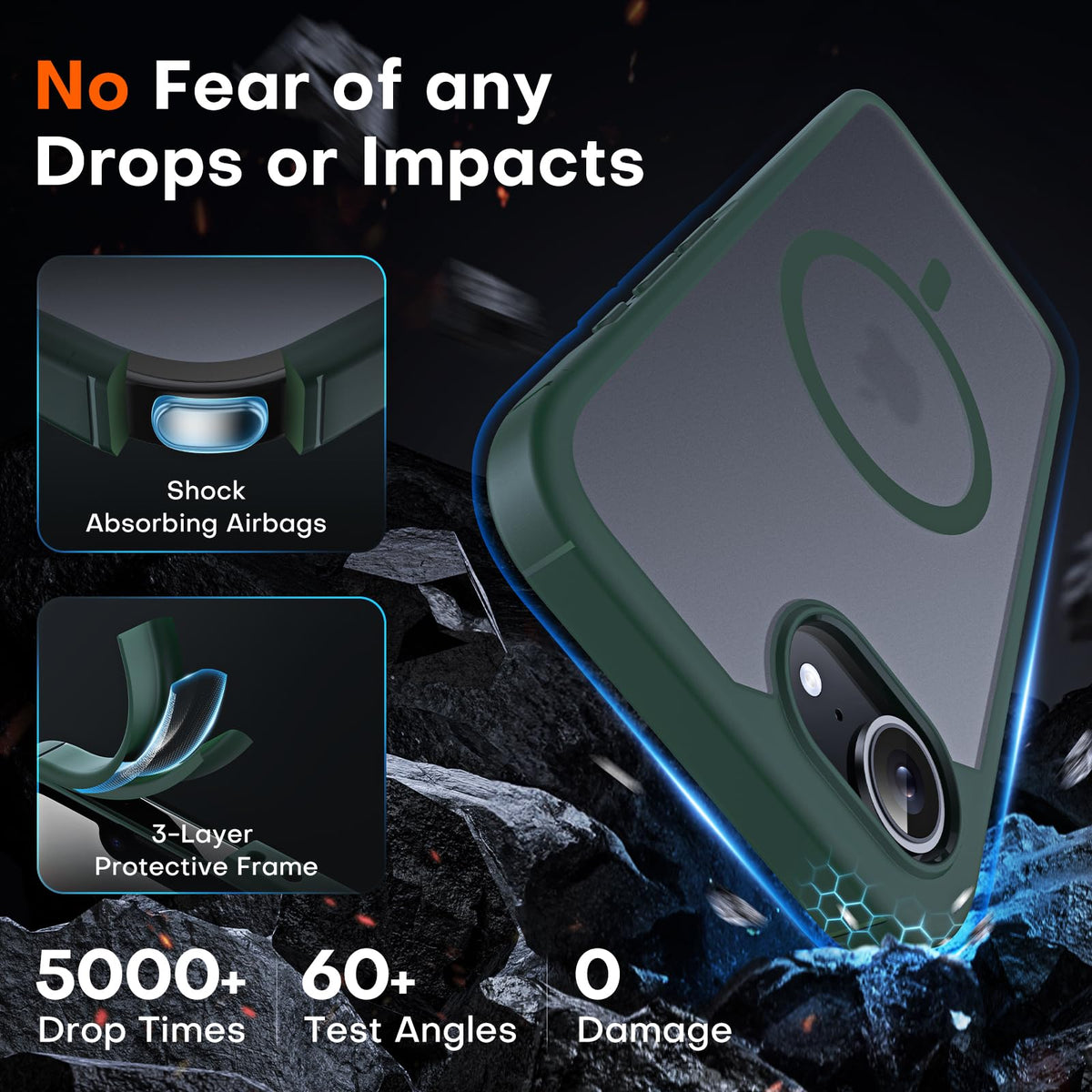 TOCOL for iPhone 17e/16e Case, Compatible with MagSafe, Alpine Green