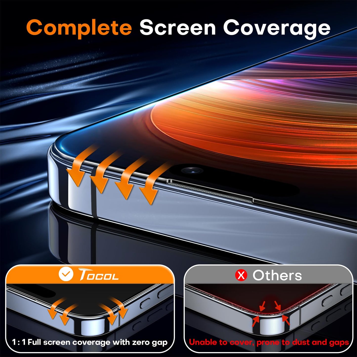 TOCOL for iPhone 14 Pro Max Privacy Screen Protector [True 25°Anti Spy], [9H+ Hardness] Tempered Glass for iPhone iPhone 14 Pro Max Full Coverage Screen Protector, Easy Installation, 2 Pack