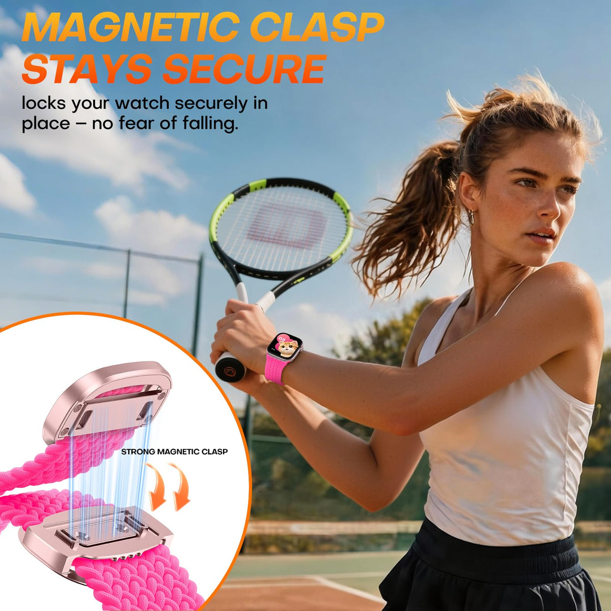 TOCOL Compatible with Apple Watch Bands for Women Men Braided Stretchy Band