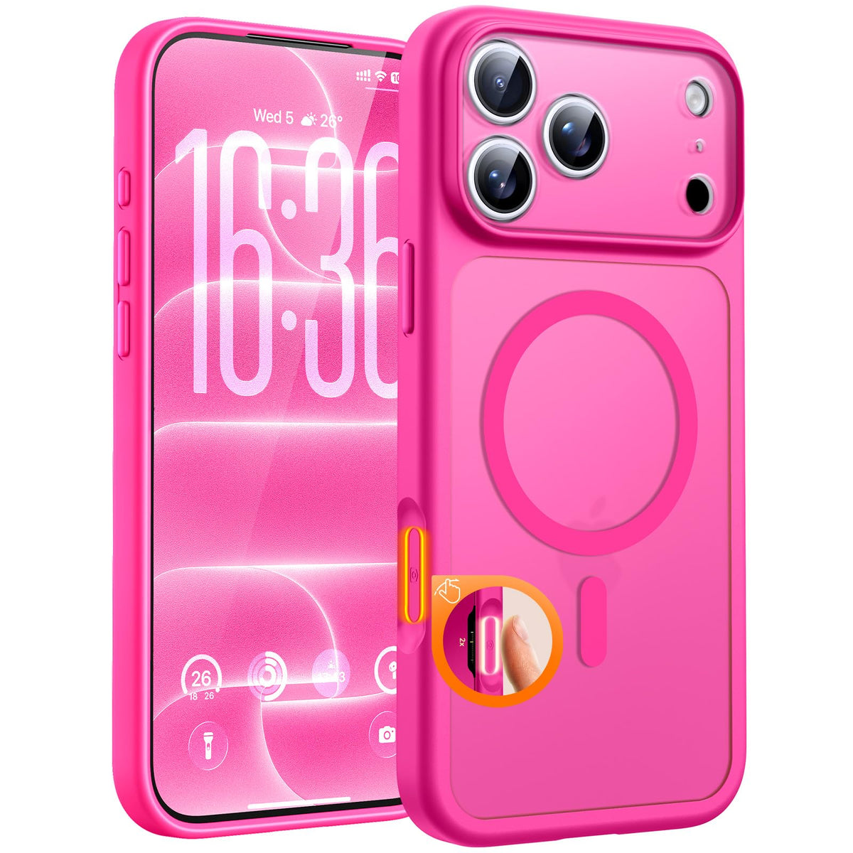 TOCOL for iPhone 18 Pro Case, Compatible with MagSafe, Hot Pink