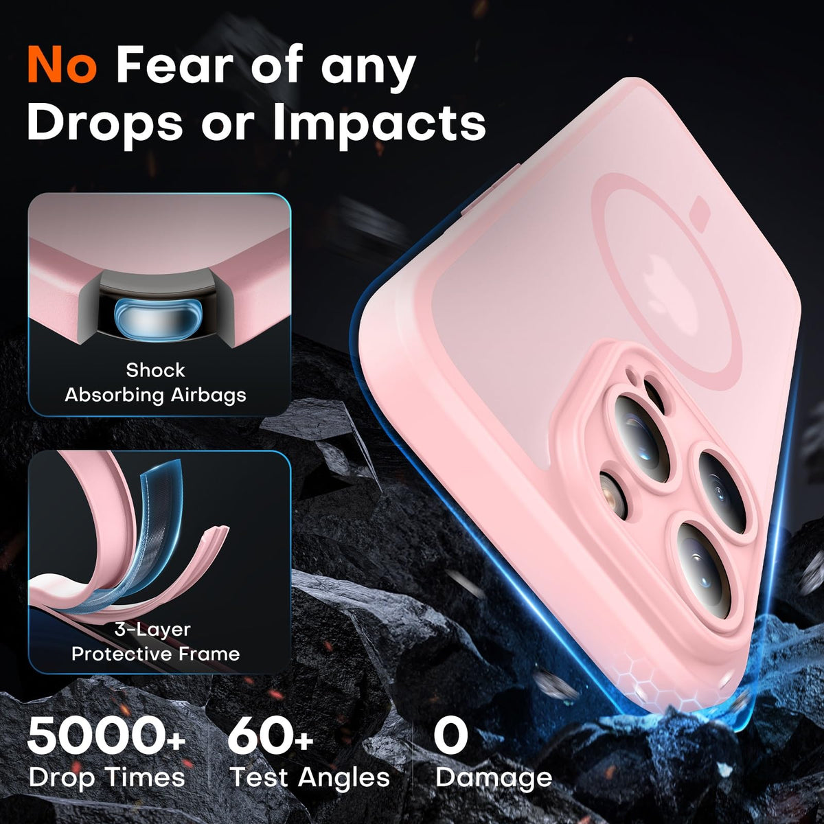 TOCOL for iPhone 15 Pro Max Case, Compatible with MagSafe, Light Pink