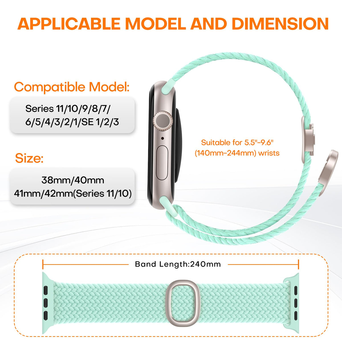 TOCOL Compatible with Apple Watch Bands for Women Men Braided Stretchy Band