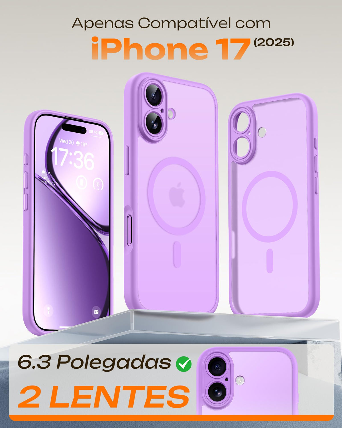 TOCOL for iPhone 17 Case, Compatible with MagSafe, Light Purple